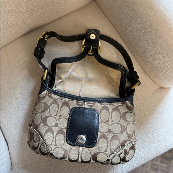 Coach 11411 Vintage Bleeker Black Jacquard Leather Flap Shoulder Bag Purse Y2K - Picture 5 of 7